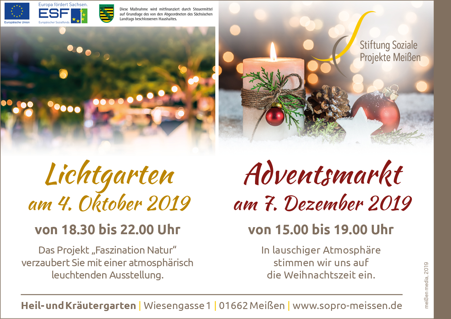 Anzeige Lichtgarten und Adventsmarkt